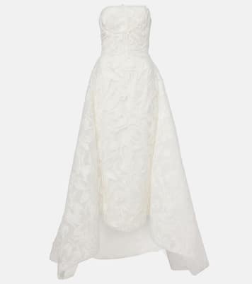 Robe bustier de mariée en jacquard à fleurs | Monique Lhuillier
