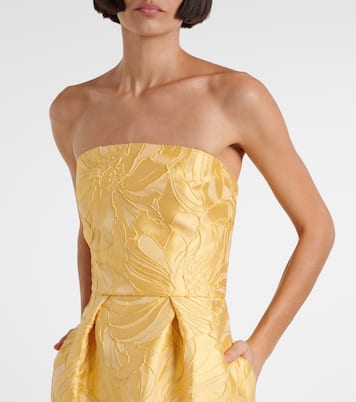Robe de cocktail en jacquard à fleurs | Monique Lhuillier