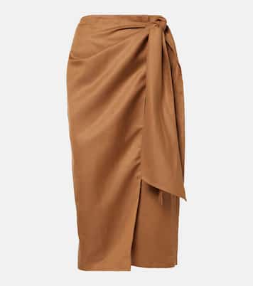 Gonna a portafoglio in lino e seta | Max Mara