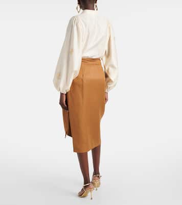 Gonna a portafoglio in lino e seta | Max Mara