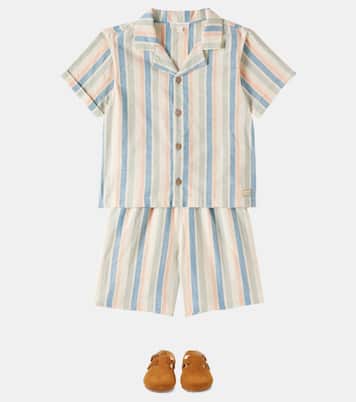 Short Obiki rayé en coton et lin | Louise Misha