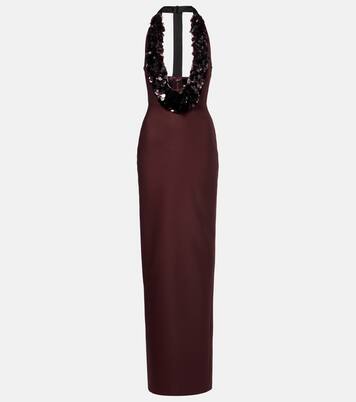 Vestido de fiesta en mezcla de lana adornado | David Koma