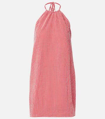 Vestido corto de sirsaca con cuello halter | Hunza G