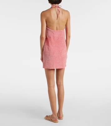 Vestido corto de sirsaca con cuello halter | Hunza G