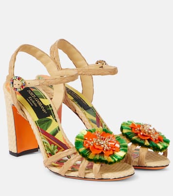 90 embellished raffia sandals | Dolce&Gabbana