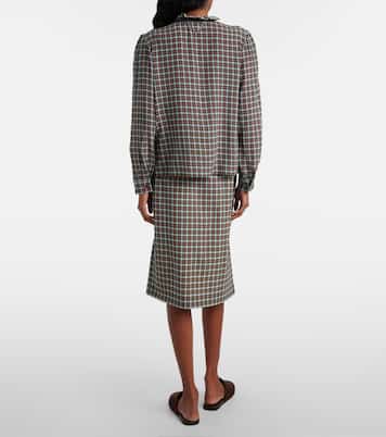 Camicia in georgette di misto seta a quadri | Prada