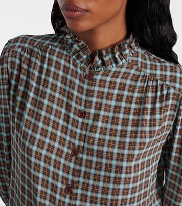Camicia in georgette di misto seta a quadri | Prada