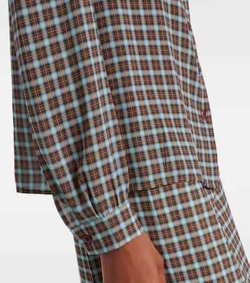 Camicia in georgette di misto seta a quadri | Prada