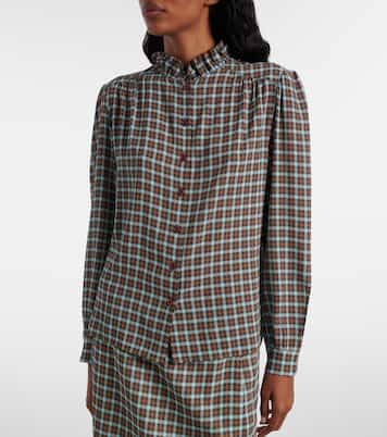 Camicia in georgette di misto seta a quadri | Prada