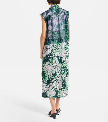 Printed tie-neck midi dress | Dries Van Noten