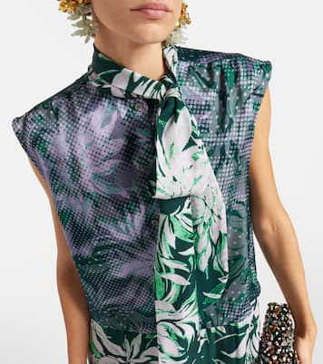 Printed tie-neck midi dress | Dries Van Noten