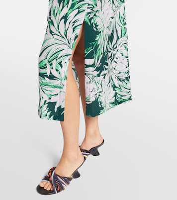Printed tie-neck midi dress | Dries Van Noten