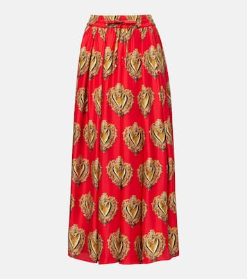 Printed silk satin maxi skirt | Dolce&Gabbana