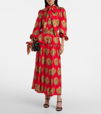 Printed silk satin maxi skirt | Dolce&Gabbana