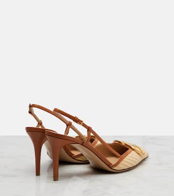 VLogo leather-trimmed slingback pumps | Valentino Garavani