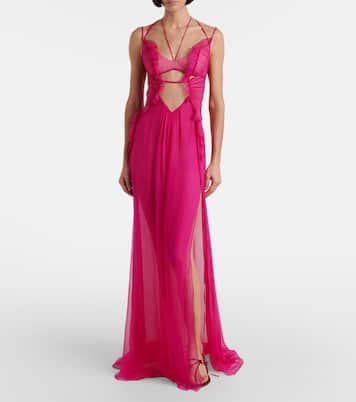 Semi-sheer silk gown | Nensi Dojaka