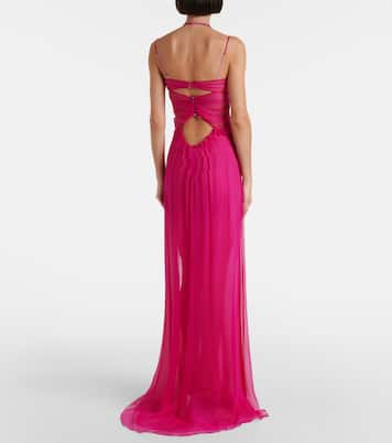 Semi-sheer silk gown | Nensi Dojaka