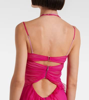 Semi-sheer silk gown | Nensi Dojaka