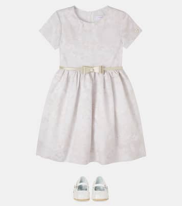 Bow-detail floral brocade dress | Monnalisa