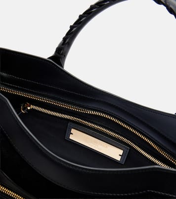 Le City Medium leather-trimmed suede tote bag | Balenciaga