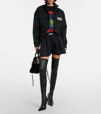 Le City Medium leather-trimmed suede tote bag | Balenciaga