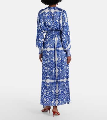 فستان طويل من الساتان بطبعات Kristen | Poupette St Barth