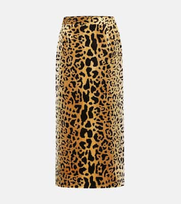 Jupe midi en velours à imprimé léopard | Miu Miu