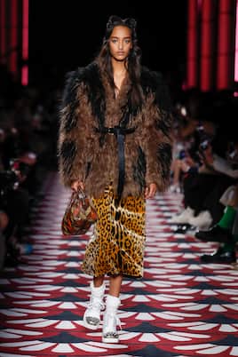 Jupe midi en velours à imprimé léopard | Miu Miu