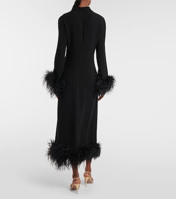 Abito midi in seta con piume | Valentino