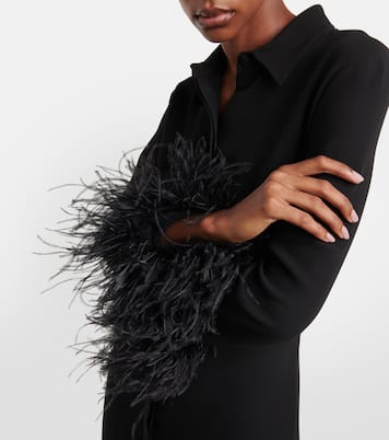 Abito midi in seta con piume | Valentino