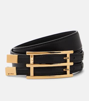 Cintura sottile in pelle Double Buckle | Etro