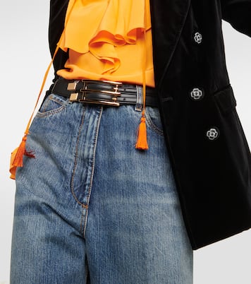 Cintura sottile in pelle Double Buckle | Etro