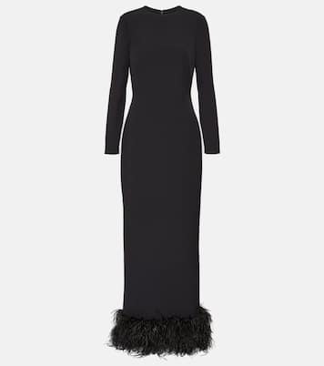 Robe aus Crêpe mit Federn | Safiyaa