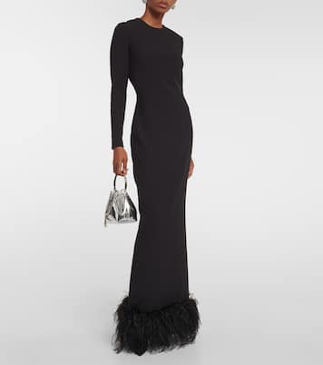 Robe aus Crêpe mit Federn | Safiyaa