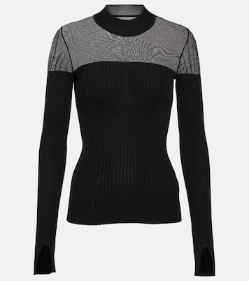 Contoured Ribs mesh-trimmed virgin wool top | Wolford
