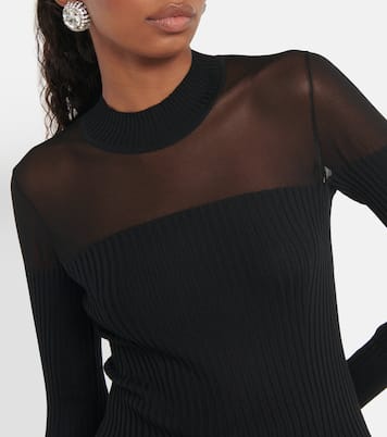 Contoured Ribs mesh-trimmed virgin wool top | Wolford