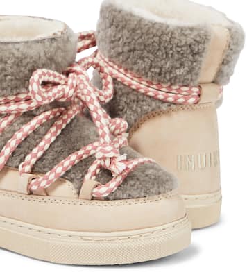 Classic leather-trimmed shearling snow boots | Inuikii Kids