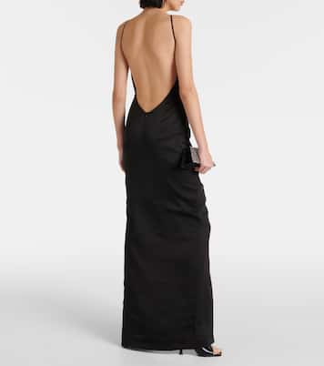 Abito lungo in chiffon con applicazioni | Rasario
