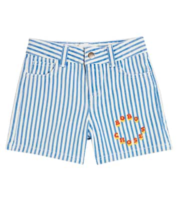 Shorts de algodón a rayas con logo | Bobo Choses