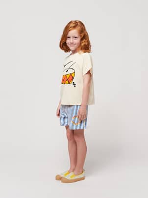 Shorts de algodón a rayas con logo | Bobo Choses