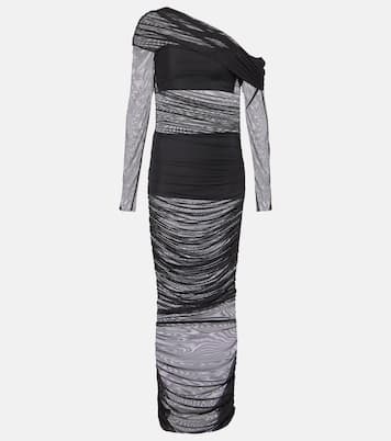 One-shoulder ruched mesh midi dress | The Sei