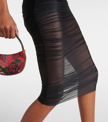 One-shoulder ruched mesh midi dress | The Sei