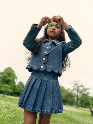 Falda plisada de denim | Self-Portrait Kids