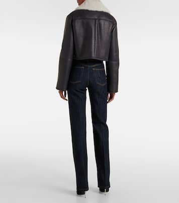 Cropped-Lederjacke mit Shearling | Dolce&Gabbana