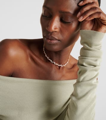 Choker Leaf en or rose 18 ct, diamants et émail | Kamyen