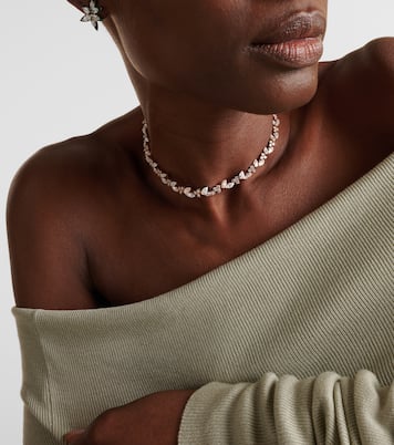 Choker Leaf en or rose 18 ct, diamants et émail | Kamyen