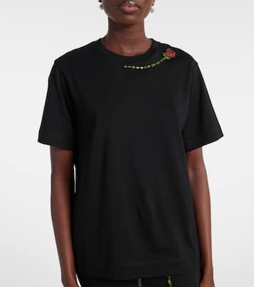 T-shirt in jersey di cotone con cristalli | Simone Rocha