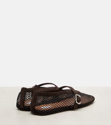 Suede-trimmed mesh ballet flats | Alaïa