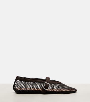 Suede-trimmed mesh ballet flats | Alaïa