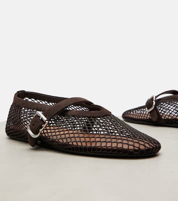 Suede-trimmed mesh ballet flats | Alaïa